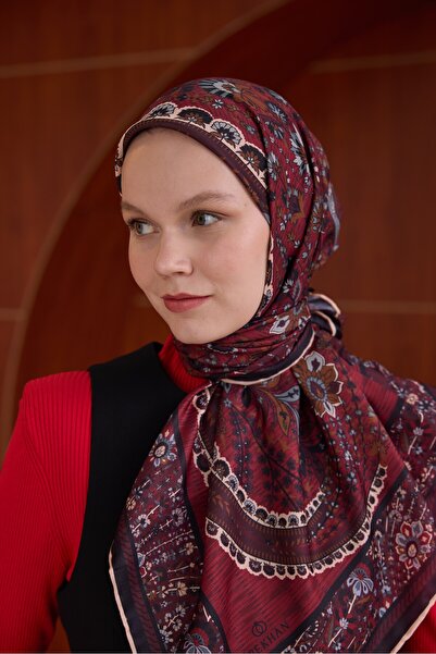 İpekhan Winter Bloom Soft Scarf 1242 Red Borod