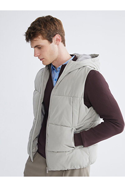 LC Waikiki Mg trenden beige standard mold Hooded men's inflatable vest