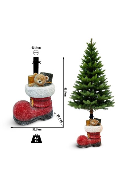 MARKET35 Christmas Tree Stand - Boot - Stone - 35.5 x 22.4 x 45.5 cm
