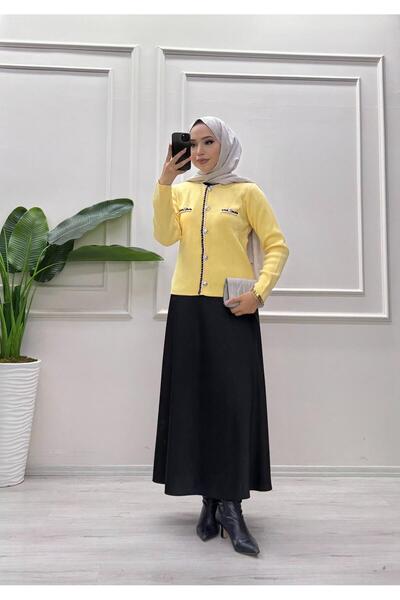 moda acar Short Buttoned Knit Cardigan