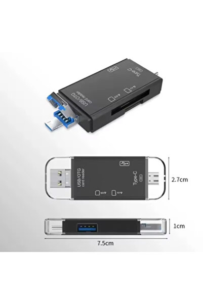 Bİ TIK BİLİŞİM 6-in-1 Functionality Otg Tf Sd Converter Card Reader