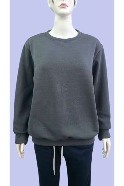 AHMERA Khaki Unisex Regular Fit Crew Neck Cuffed Sweatshirt