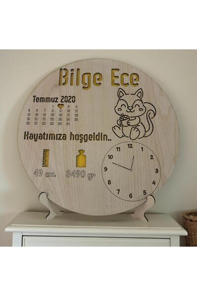 Pelince لوحة ولادة مخصصة باسم المولود الجديد |   هدية ولادة على شكل سنجاب مع ...