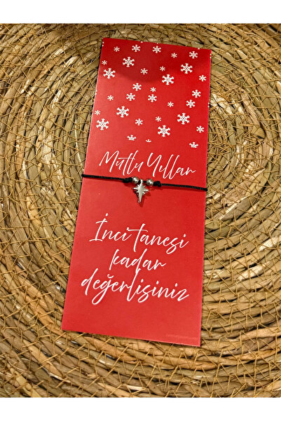 FIERA JEWELRY Polar Star Black Rope Adjustable Bracelet with New Year Card