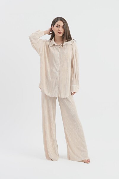 VELİZADE Model confortabil, plisat, cu picior larg, cu mânecă lungă, aspect d...