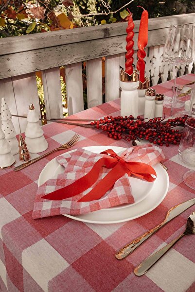 Barine Plaid Patterned Tablecloth Red 170X260 cm