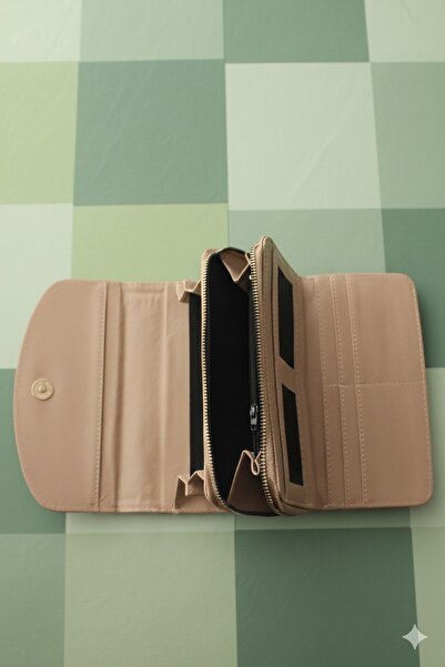 Newish Polo Envelope Model Flap Zippered Plain Faux Leather Women's Portfolio Wallet-Large Size