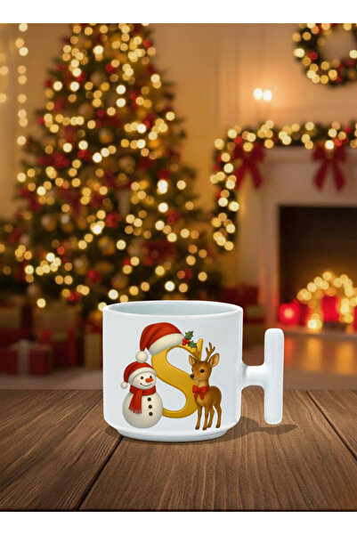 AKG S HARFLİ T KULP NOEL BEYAZ SERAMİK KUPA BARDAK