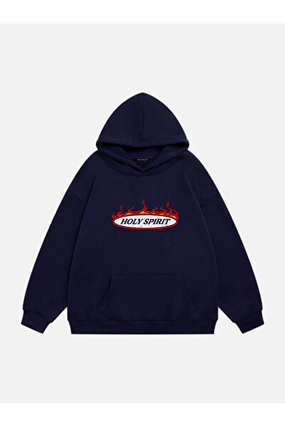 Mad&Calf Unisex Holy Spirit Printed Hooded Fleece Oversized Sweatshirt