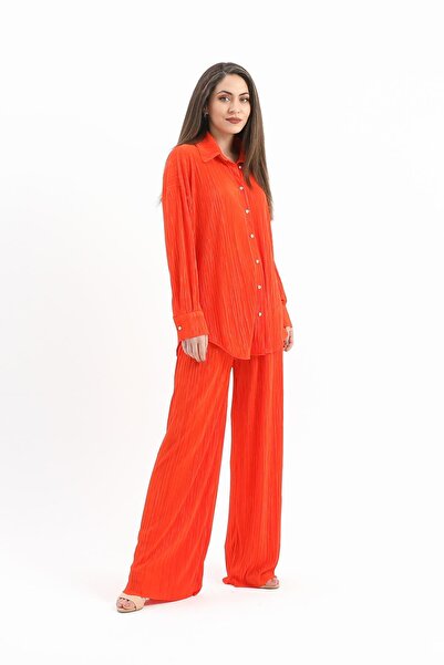 VELİZADE Konfor Model Piliseli Wide Leg Uzun Kollu Abiye Görünümlü Rahat Göml...