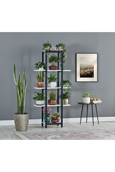 UmkaHome ÇİÇEKLİK RAF SAKSI DÜZENLEME 5 RAFLI MODERN VİTRİN