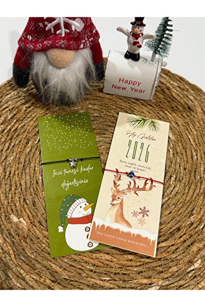 FIERA JEWELRY New Year Card Star and Evil Eye Bead Detail Set of 2 Black String Adjustable Bracelets