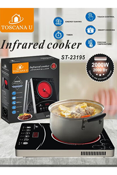 TOSCANA U Digital infrared ceramic cooker with LED display, smart electric heater with timer, 2000W