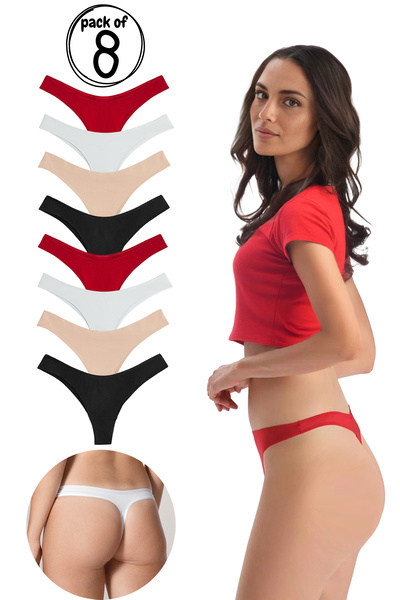Yohannes Club Women'S, Cotton Basic Thong String Panties, 8-Pack, Colorful Thong Set