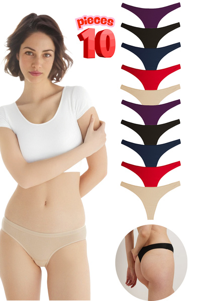 Yohannes Club Women'S, Cotton Basic Thong String Panties, 10-Pack, Colorful Thong Set