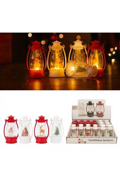 First Choice 2 pieces LED Lamp Lantern Model, Christmas, with Warm Light 9x4cm white and red)