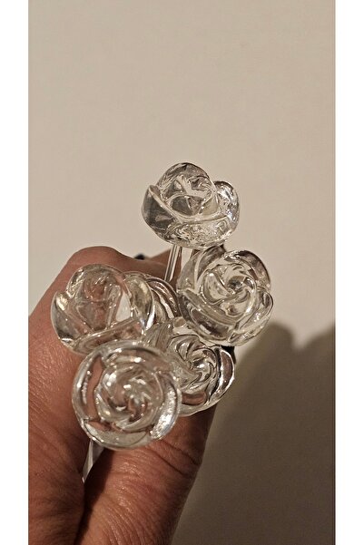 Turkish Store İstanbul Rose Patterned Set of 6 Glass Spoons