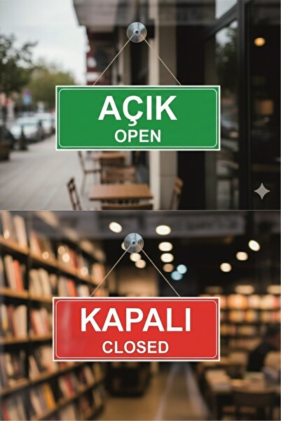 My Think Açık Kapalı Çift Yön Kapı Tabelası, Mağaza Açık Kapalı Yazısı, Uyarı...