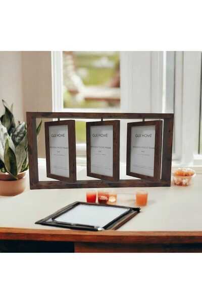 Home 3 lü resim çerçevesi 3 ila 6 fotoğraf 360 derece döner fotoğraf çerçeves...