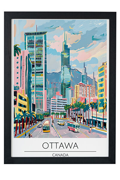 gxe.art Pictură decorativă de perete cu rama din lemn OTTAWA CANADA