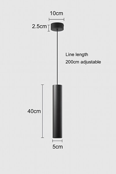 genric GU10 Single Long Cylindrical Black Hanging Cylinder, Diameter 60*300 mm, Bulb Type