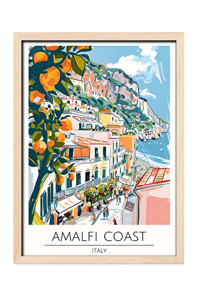 gxe.art Pictură decorativă de perete cu rama din lemn AMALFI COAST