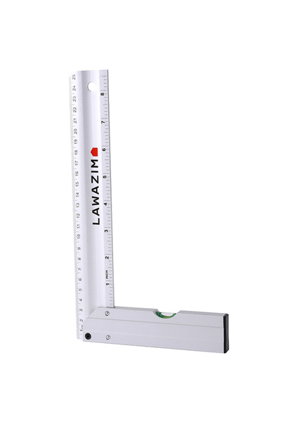 Lawazim مسطرة زاوية من الألومنيوم على شكل حرف L بطول 25 سم مع مستوى للنجارة و...