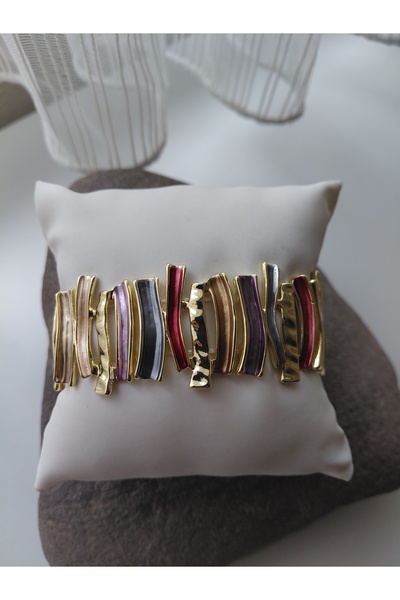 lavante butik kendini özel hisset Metal Vintage Enamel Elastic Gold Bracelet