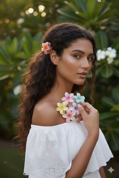 SEVEREKTAK Women's Large Size 6-Piece (8cm) Colorful Lotus Buckle Set