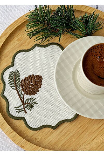 Mora Tekstil 6 قطع من مناديل التقديم المطرزة، مناديل التقديم للقهوة، مناديل الكوكتيل