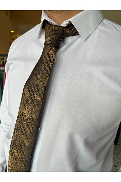 İpek Altın Sarısı Mendilli Kravat