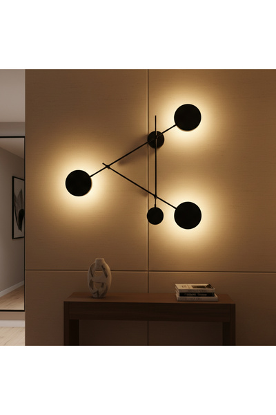 MOİRA Ledos Black 80cm Modern Led Sconce 3000K Daylight 3-Piece Round Metal Wall Lamp,Ledos-15541