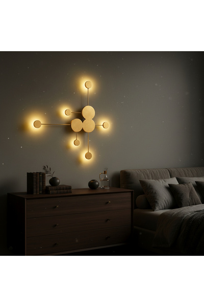 MOİRA Ledos Gold Large Size Led Sconce 117cm 30W Daylight Modern Living Room Wall Lamp,Ledos-15542-A