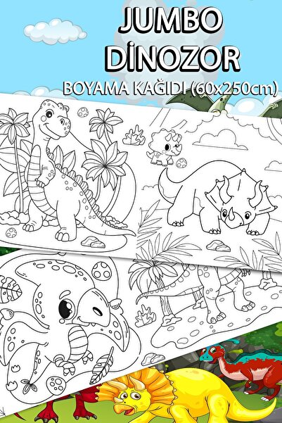 Jumbo Dinosaurs Realm Giant Coloring Paper 60cmx250cm