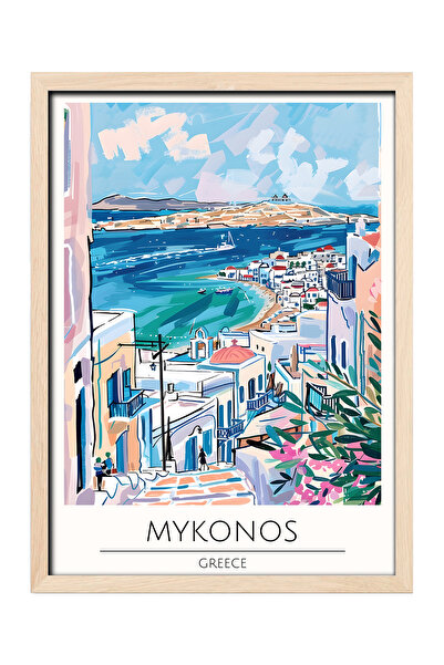 gxe.art MYKONOS GREECE Pictură decorativă de perete cu rama din lemn
