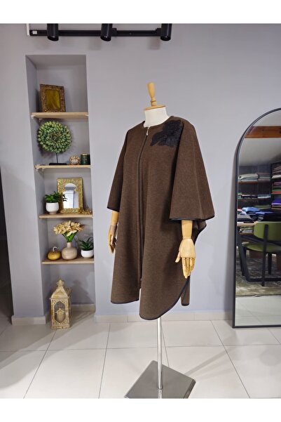 İlknuronur tasarımevi Fermuarlı Yünlü Kaşe Pelerin