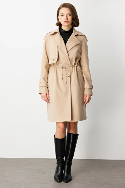 Ekol Beli Lace-Up Epaulet Coat-6037