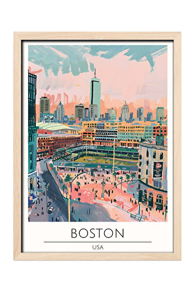 gxe.art BOSTON USA Dekorativna zidna slika sa drvenim okvirom