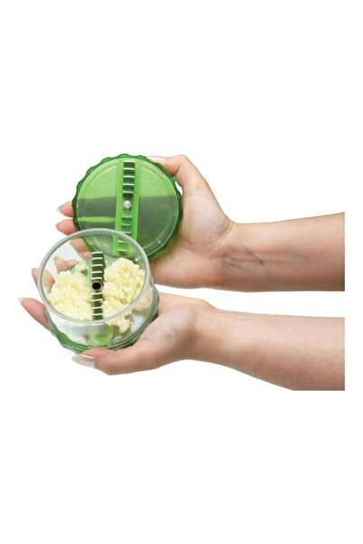 Generic Manual garlic and vegetable chopper, green, plastic, versatile kitchen tool