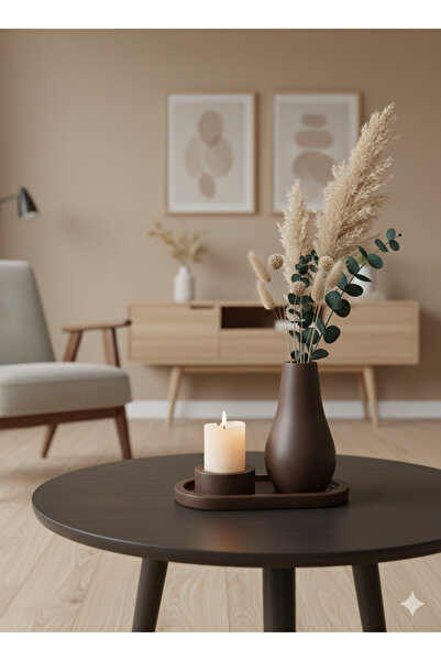 TACTIC Decorative Set of 3 - Minimal Vase and Candle Holder Set |   Stylish Home and Office Decoration Product