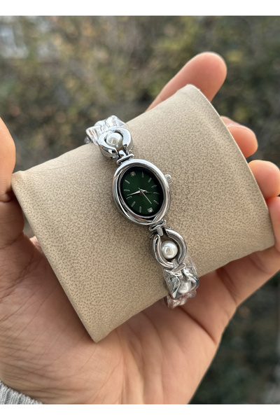 Tulpar New Season Pearl Detailed Cord Oval Case Vintage Women's Wristwatch