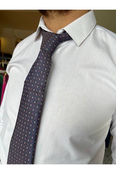 İpek Açık Renkli Desenli Mendilli Kravat