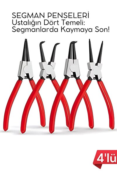 Transformacion Profesyonel 4'lü Segman Pensesi Seti | 18 cm | İç Dış Eğri Düz...