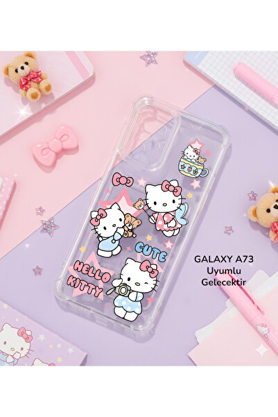 Kılıforyum حافظة لهاتف سامسونج جالاكسي A73 حافظة شفافة على شكل حرف G مع حامل بطاقة وتصميم حماية للزاوية مطبوع