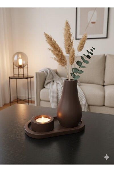 TACTIC Decorative Set of 3 - Minimal Vase and Candle Holder Set |   Stylish Home and Office Decoration Product