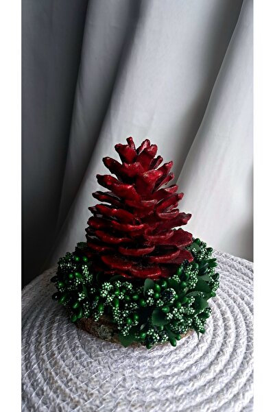 Elvoria في أوائل العام، مخروط أحمر كبير مع أوراق خضراء، زينة للطاولة، زينة لط...