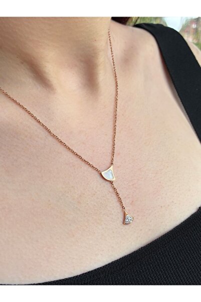 Ayno Kalp Detaylı Şık Çelik Kadın Kolye