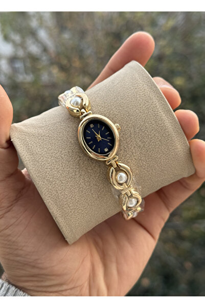 Tulpar ساعة يد نسائية كلاسيكية بتصميم بيضاوي وتفاصيل لؤلؤية للموسم الجديد