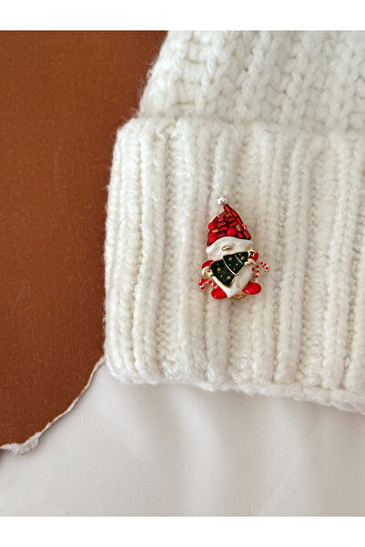 DURUATELİER Boncuk Detaylı Noel Baba Yılbaşı Broş