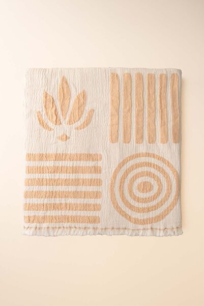 Barine بطانية أريكة من قماش الجاكار القطني من لوتس، بطانية تلفزيون بلون أصفر خردلي 100×190 سم